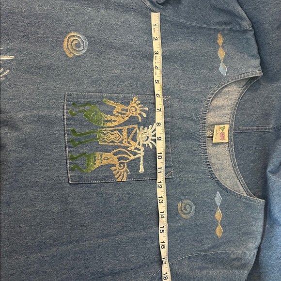 Cactus California Vintage Denim Dress Hand- Painted Kokopelli & Cactus Sz Large - Picture 16 of 16